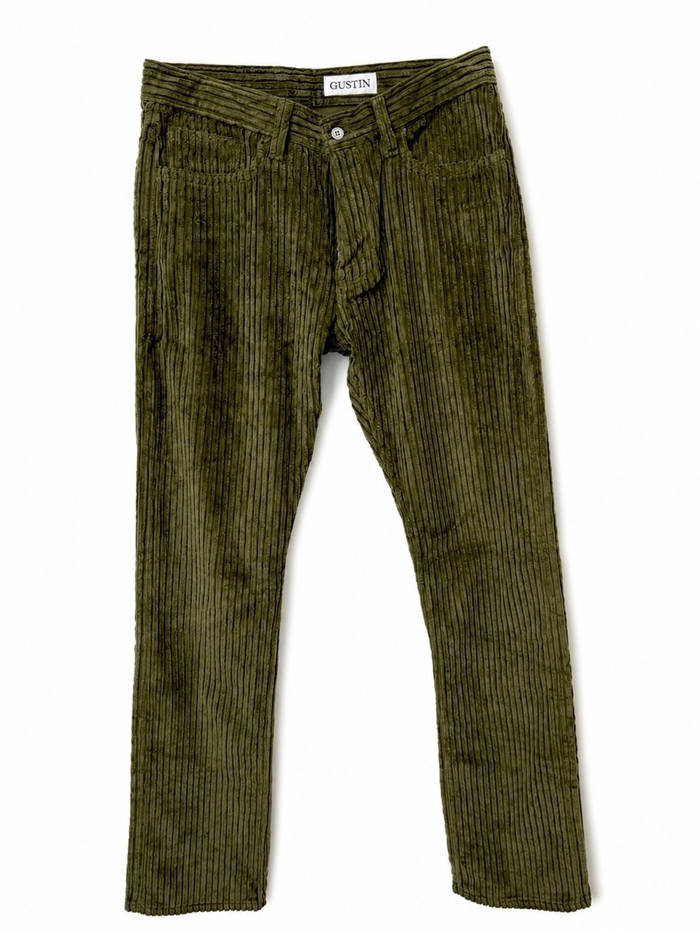 Gustin Olive Green Wide Wale Corduroy Pants Straight Fit Made in California